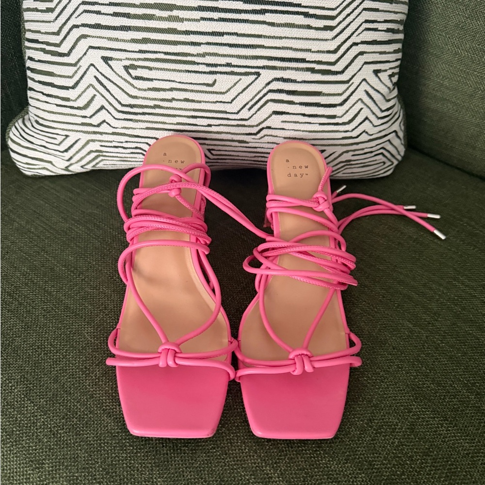 Pink Strappy Heeled Sandals